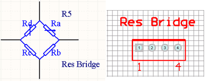 电阻桥的原理图符号及对应的元器件封装