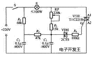 TIC226可控硅调光电路原理图