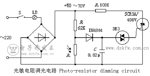 光敏电阻调光电路 Photo-resistor dimming circuit