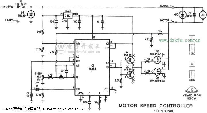 TL494直流电机调速电路,DC Motor speed controller