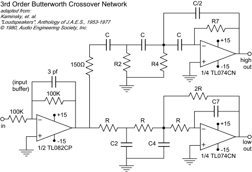 Active filter crossover schematic