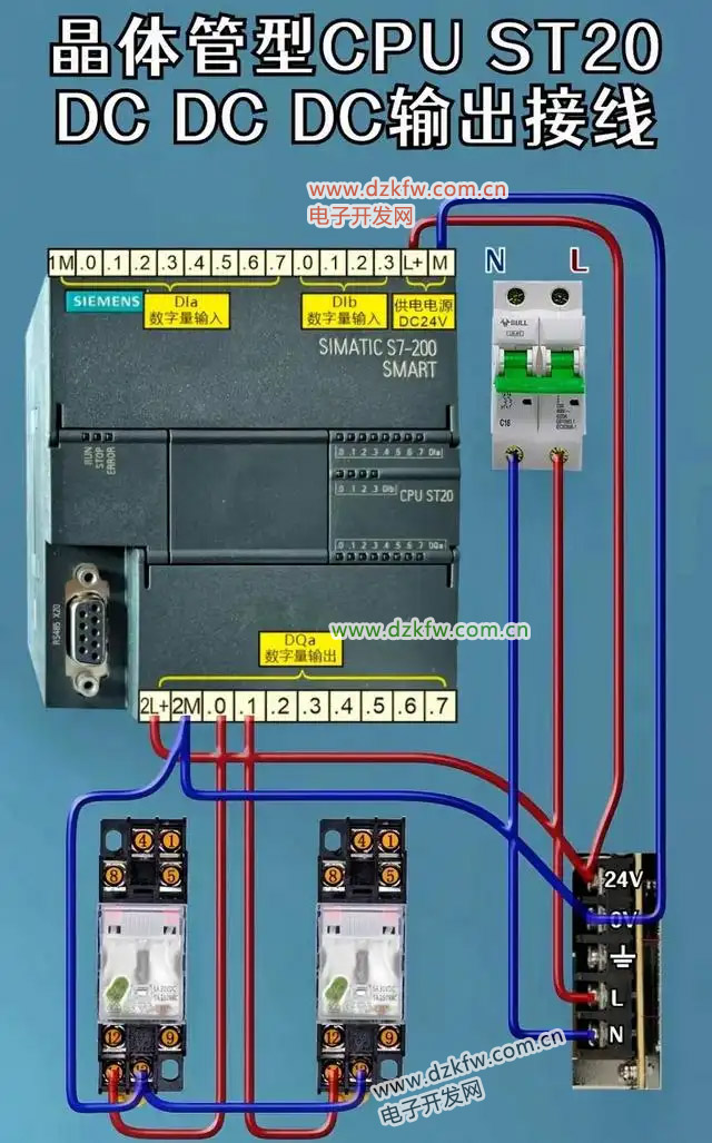 200SMART晶体管型CPU ST20输出接线图