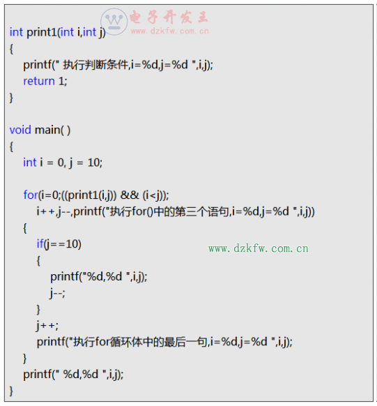 C语言for循环例子